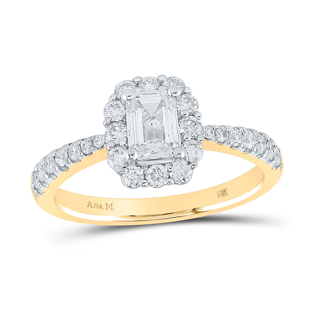 14K Yellow Gold Emerald Diamond Halo Bridal Wedding Engagement Ring 1-1/4 Cttw, Womens Size: 5-10