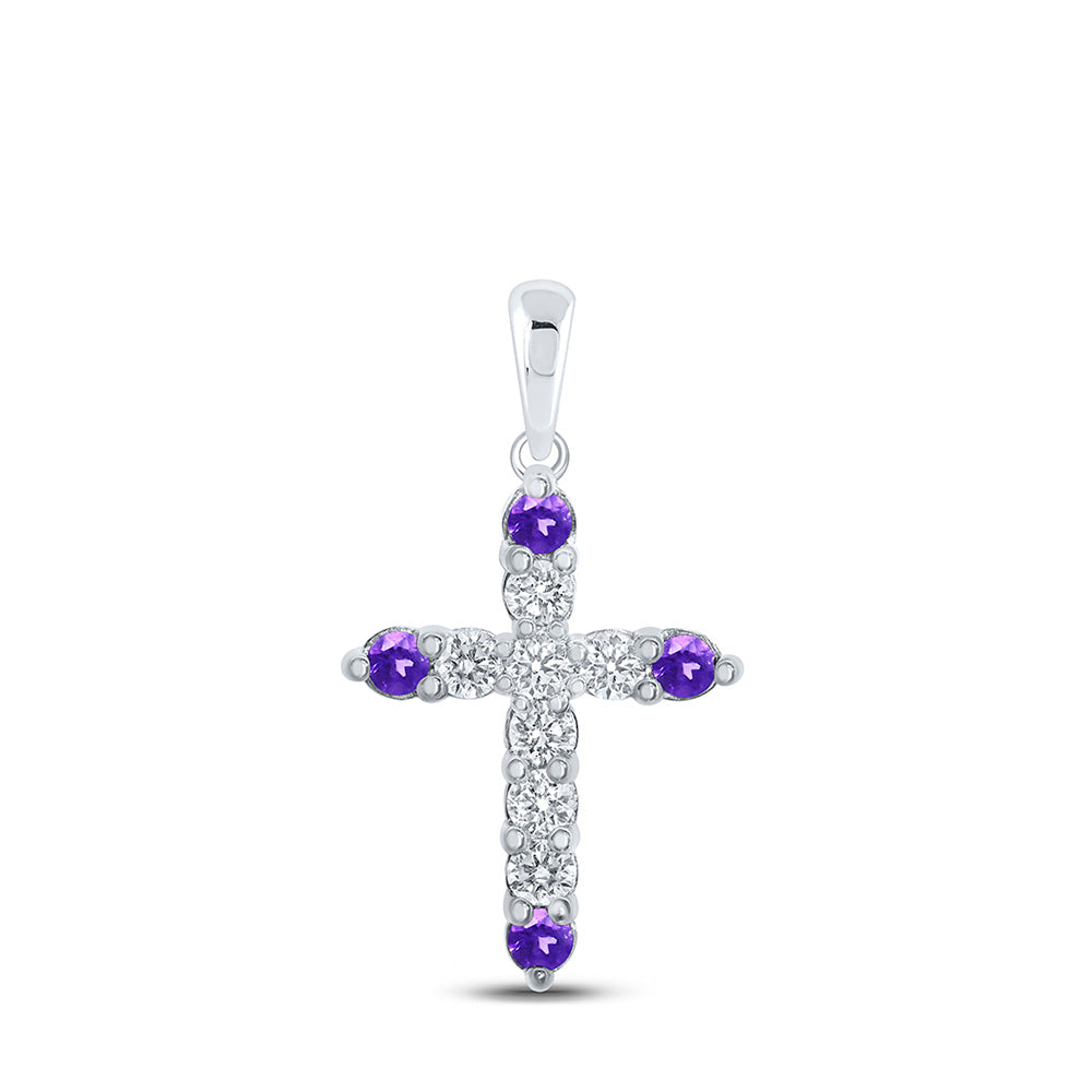 10K White Or Yellow Or Rose Gold Womens Round Diamond Cross Pendant