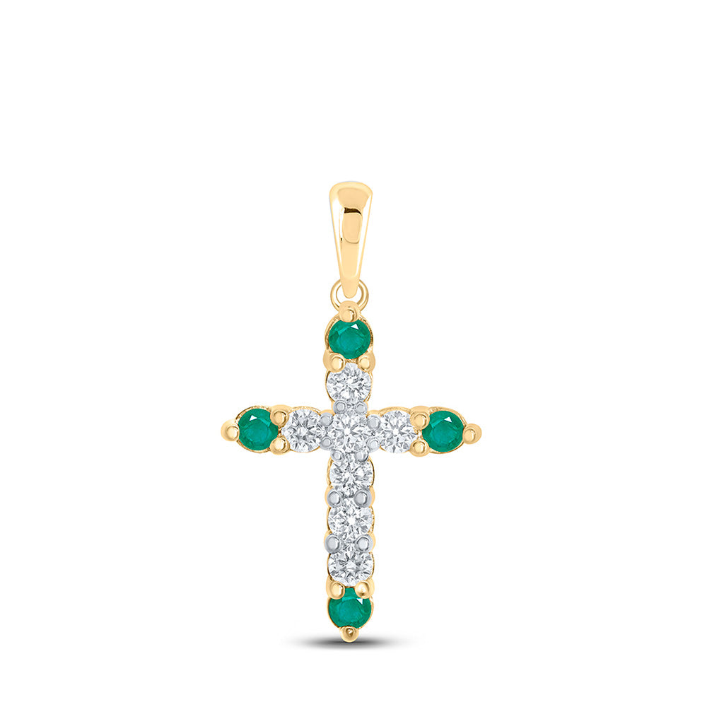 10K White Or Yellow Or Rose Gold Womens Round Diamond Cross Pendant
