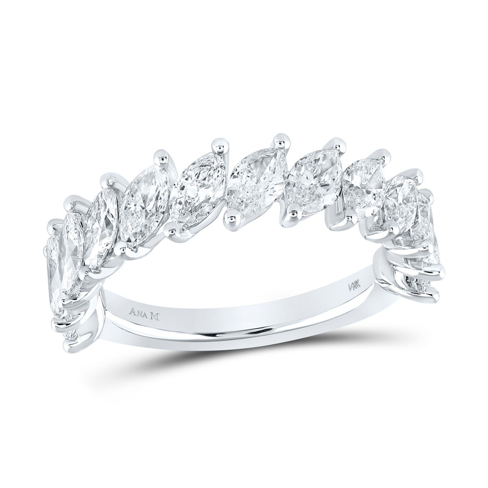 14K White Gold Womens Marquise Diamond Band Ring 2-1/2 Cttw, Womens Size: 5-10