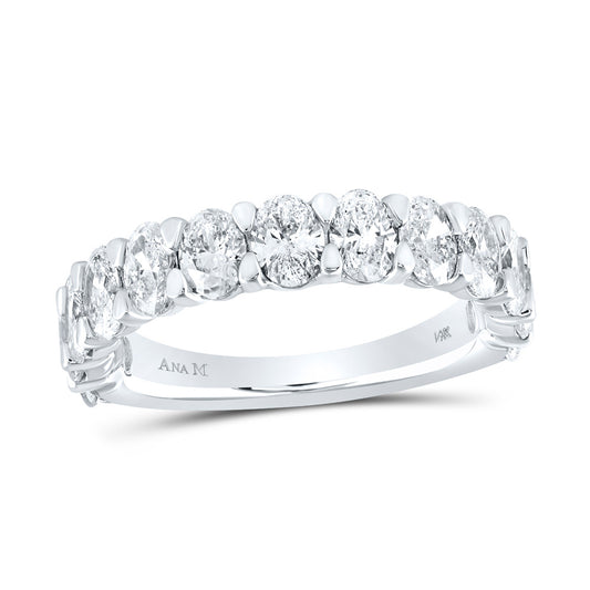 14K White Gold Womens Oval Diamond Single Row Band Ring 2-3/8 Cttw, Womens Size: 5-10