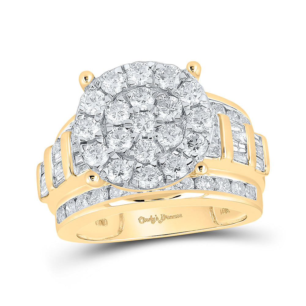 10K White Or Yellow Gold Round Diamond Cluster Bridal Wedding Engagement Ring , Womens Size: 5-10
