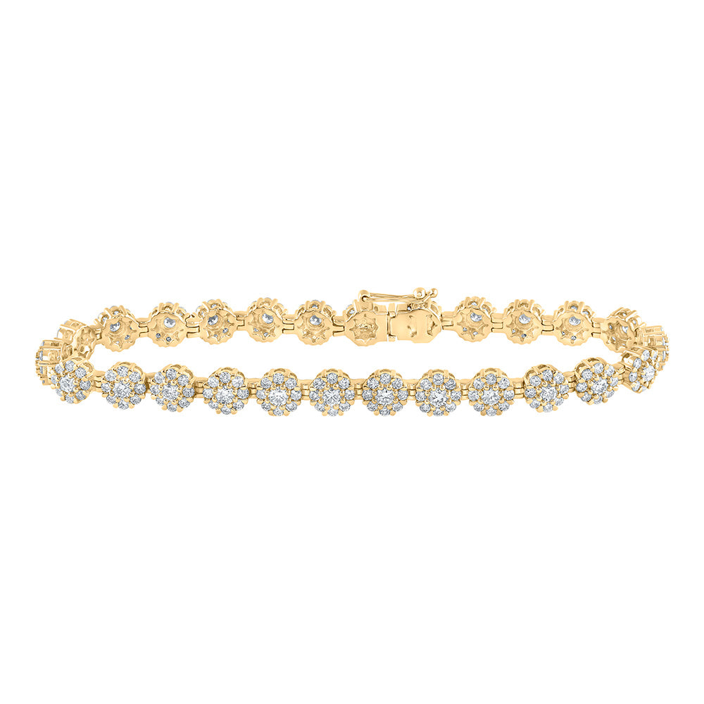 10K Yellow Or White Or Rose Gold Womens Round Diamond Fashion Bracelet