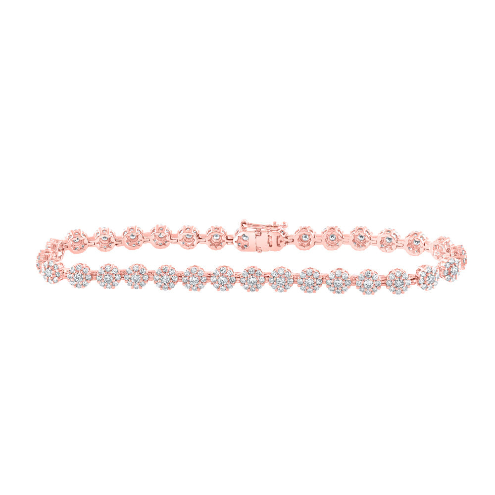10K Yellow Or White Or Rose Gold Womens Round Diamond Fashion Bracelet