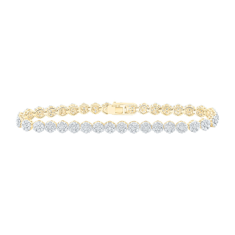 10K Yellow Gold Womens Round Diamond Fashion Bracelet 4-3/8 Cttw