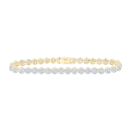 10K Yellow Gold Womens Round Diamond Fashion Bracelet 4-3/8 Cttw