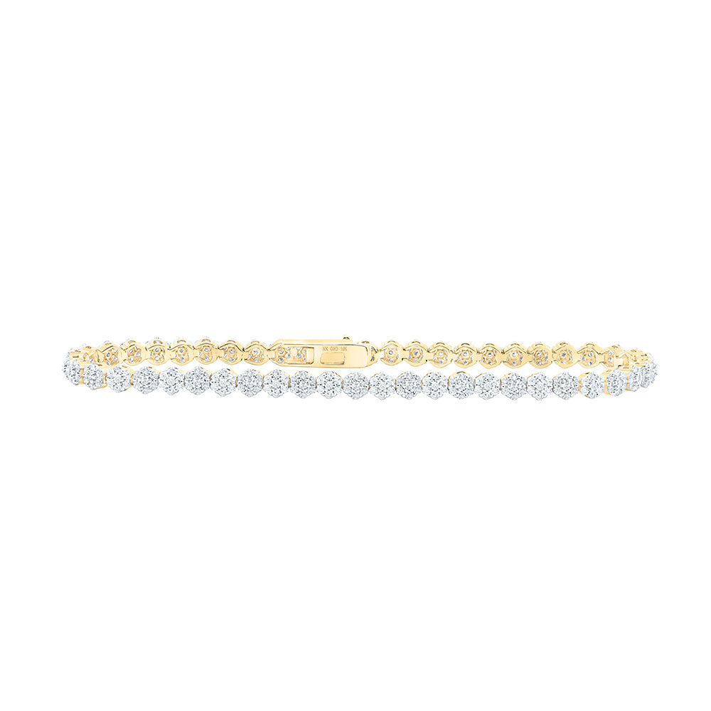 10K Yellow Or White Or Rose Gold Womens Round Diamond Fashion Bracelet