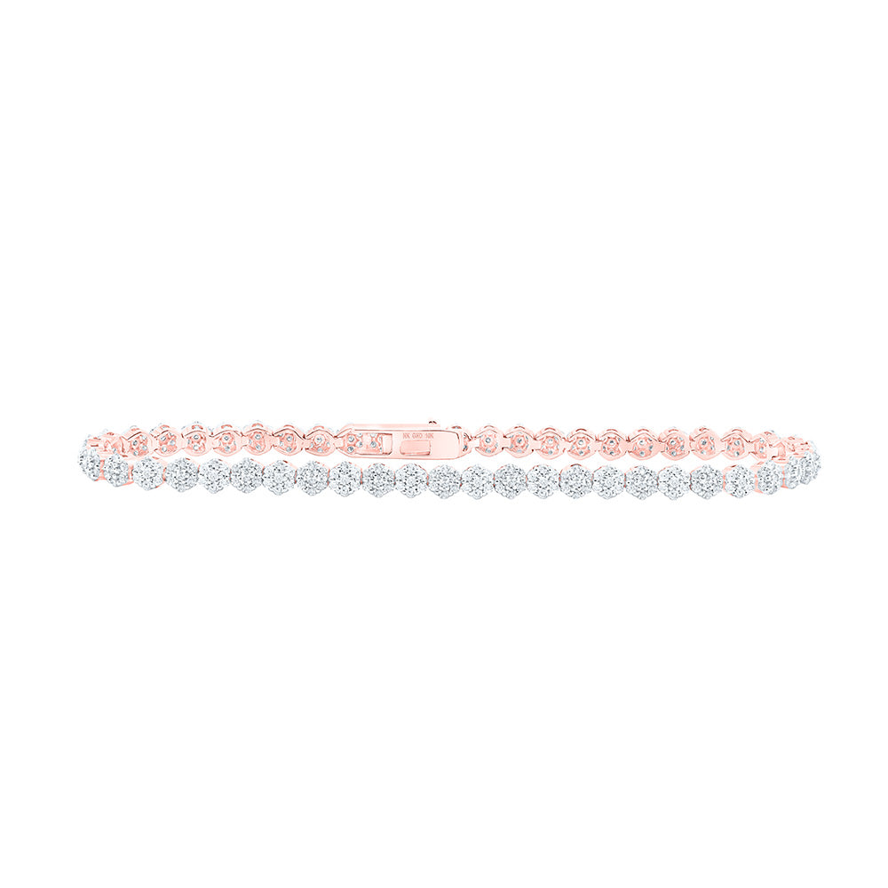 10K Yellow Or White Or Rose Gold Womens Round Diamond Fashion Bracelet