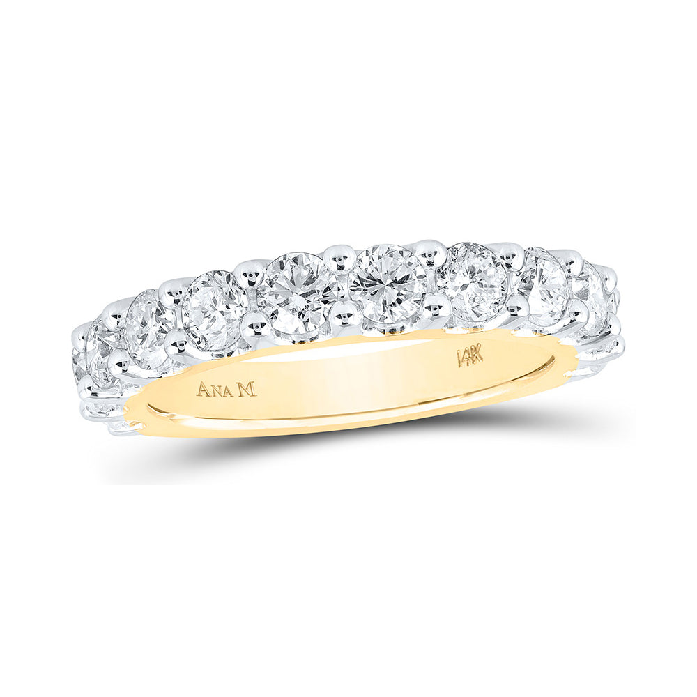 14K Yellow Gold Womens Round Diamond Band Ring 2 Cttw, Womens Size: 5-10