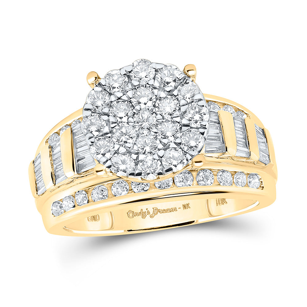 10K Yellow Or White Or Rose Gold Round Diamond Cluster Bridal Wedding Engagement Ring, Womens Size: 5-10