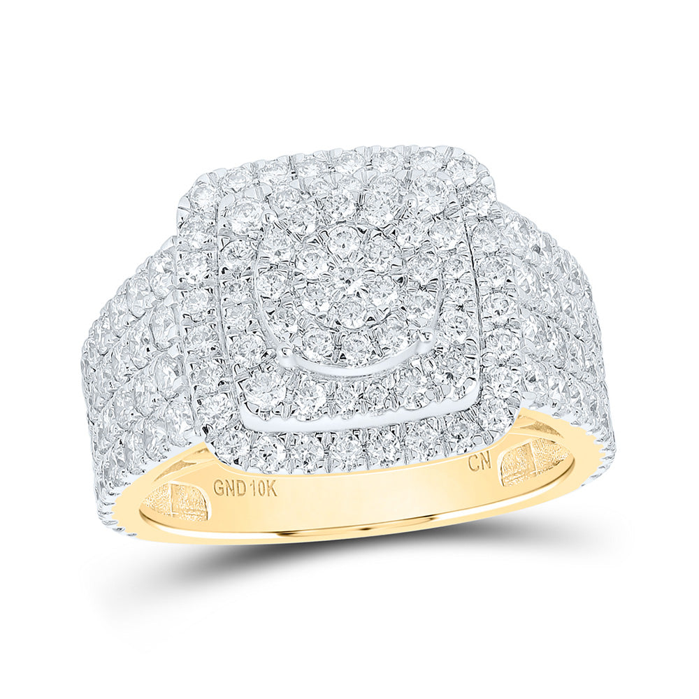 10K White Or Yellow Gold Womens Round Diamond Square Ring, Womens Size: 5-10