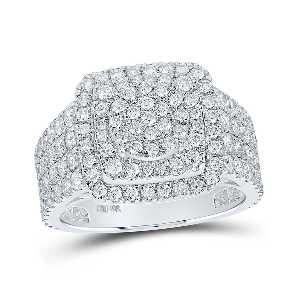 10K White Or Yellow Gold Womens Round Diamond Square Ring, Womens Size: 5-10