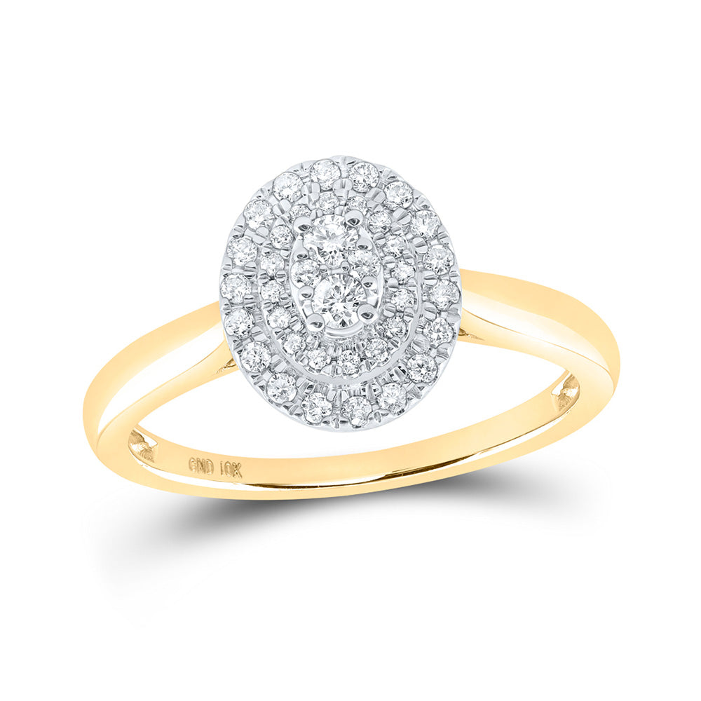 10K White Or Yellow Gold Womens Round Diamond Oval Ring , Womens Size: 5-10