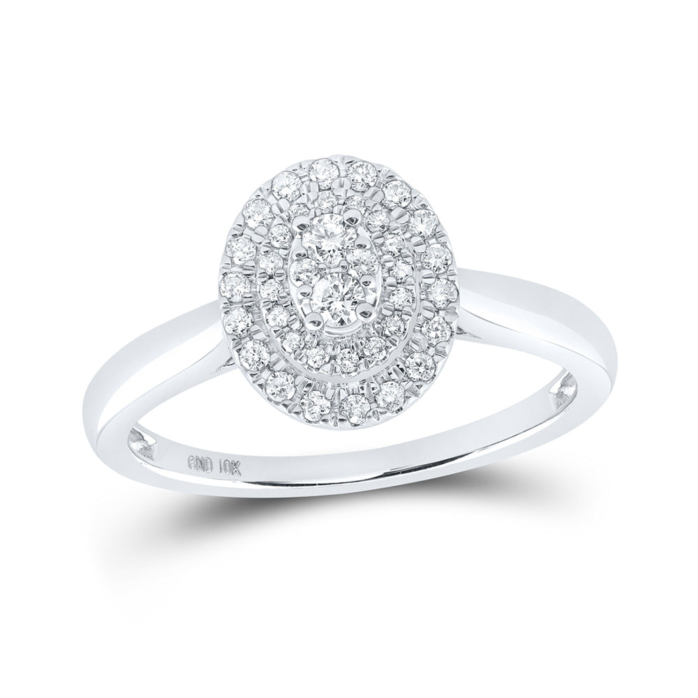 10K White Or Yellow Gold Womens Round Diamond Oval Ring , Womens Size: 5-10