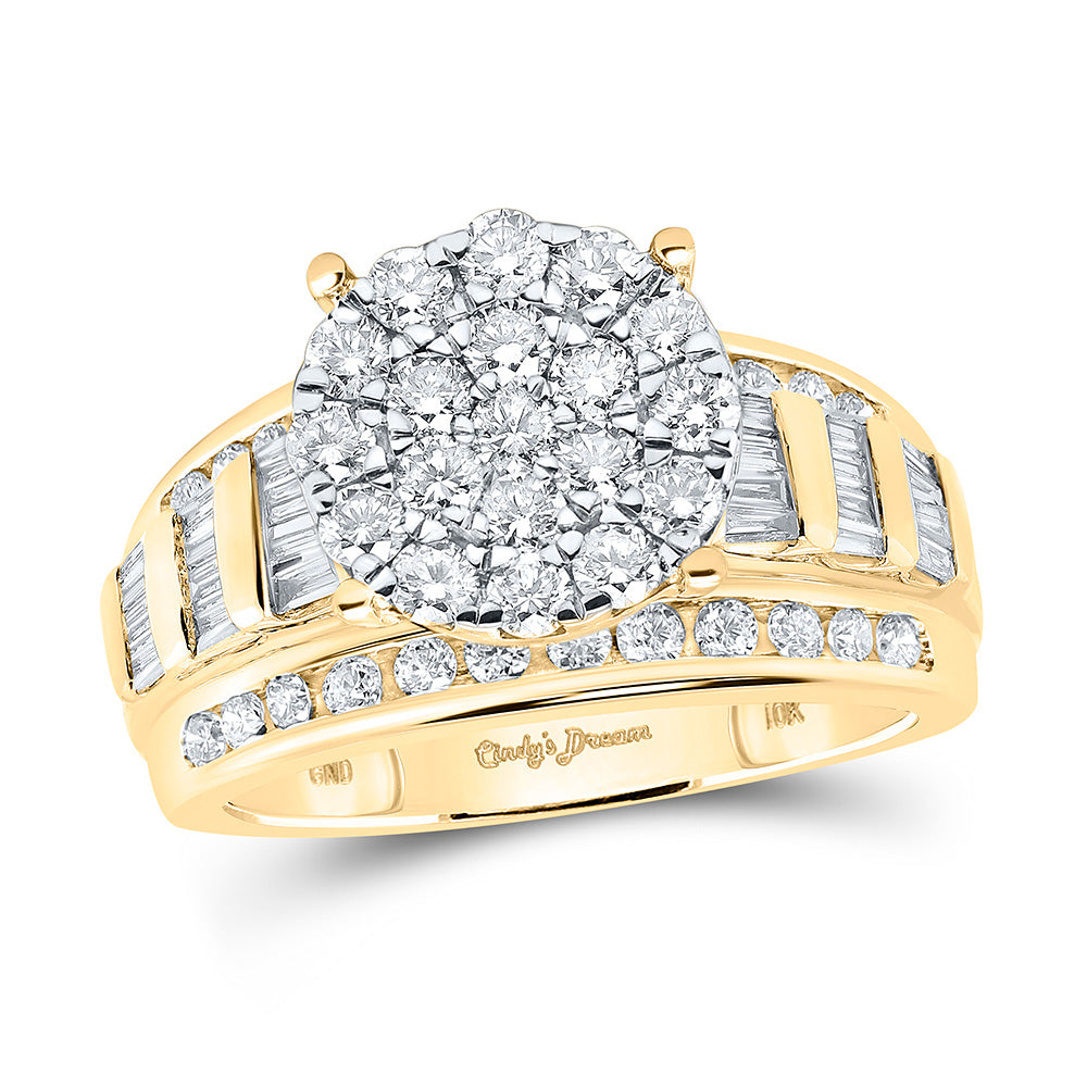 10K White Or Yellow Gold Round Diamond Cluster Bridal Wedding Engagement Ring, Womens Size: 5-10