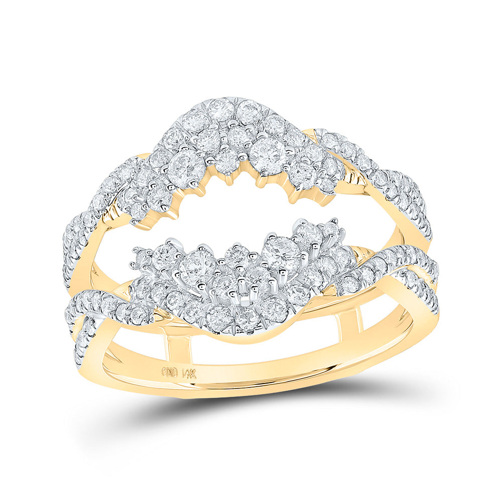 14K Yellow Gold Womens Round Diamond Wrap Enhancer Wedding Band 3/4 Cttw, Womens Size: 5-10
