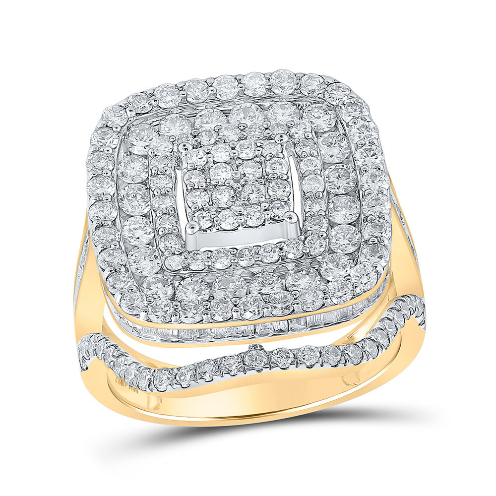 10K White Or Yellow Gold Womens Round Diamond Square Ring, Womens Size: 5-10