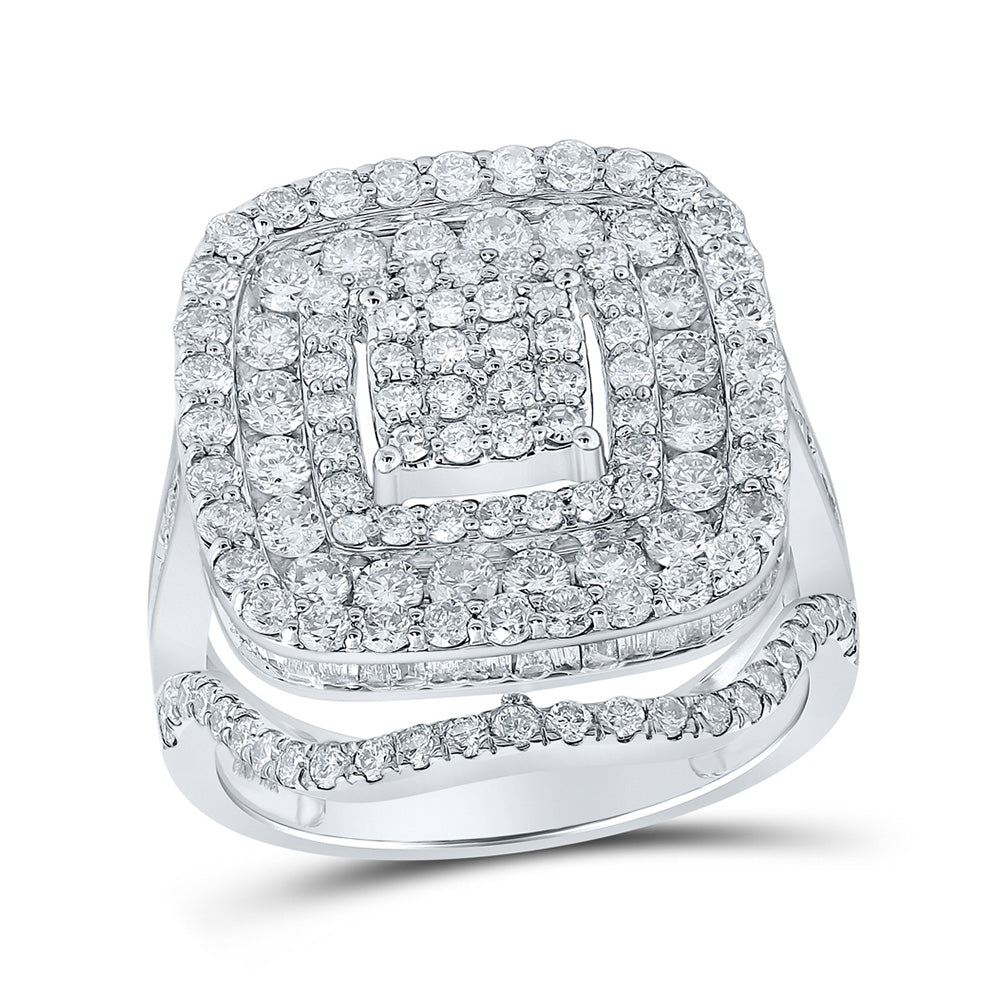 10K White Or Yellow Gold Womens Round Diamond Square Ring, Womens Size: 5-10