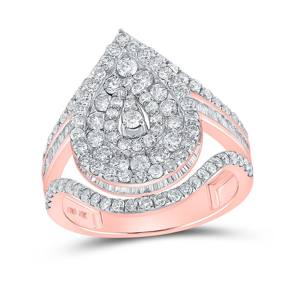 10K Yellow Or Rose Gold Womens Round Diamond Teardrop Ring, Womens Size: 5-10