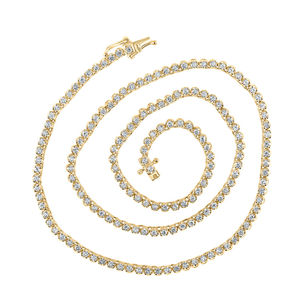 10K Yellow Or White Or Rose Gold Mens Round Diamond 16-inch Tennis Chain Necklace