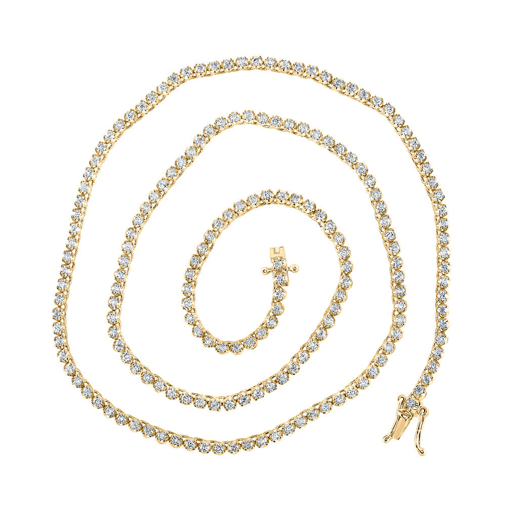 10K Yellow Or White Or Rose Gold Mens Round Diamond 18-inch Single Row Tennis Chain Necklace