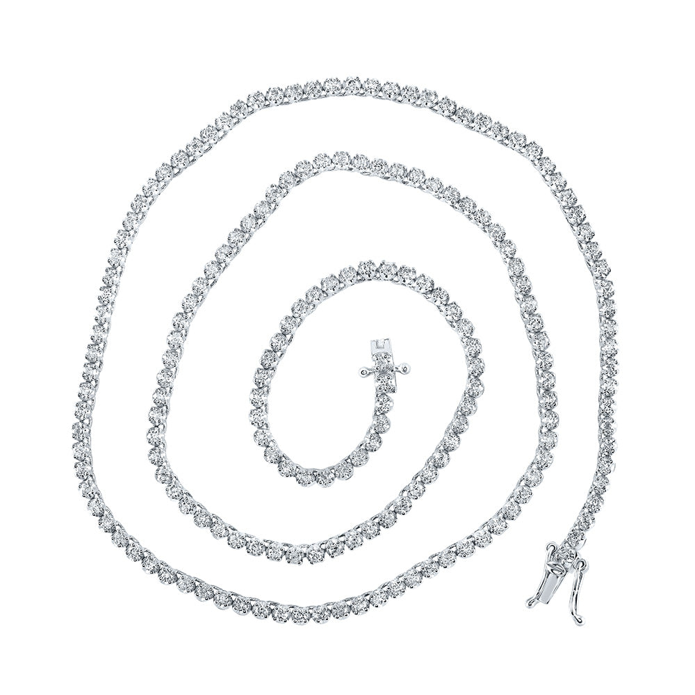 10K Yellow Or White Or Rose Gold Mens Round Diamond 18-inch Single Row Tennis Chain Necklace
