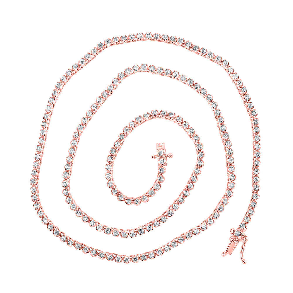 10K Yellow Or White Or Rose Gold Mens Round Diamond 18-inch Single Row Tennis Chain Necklace