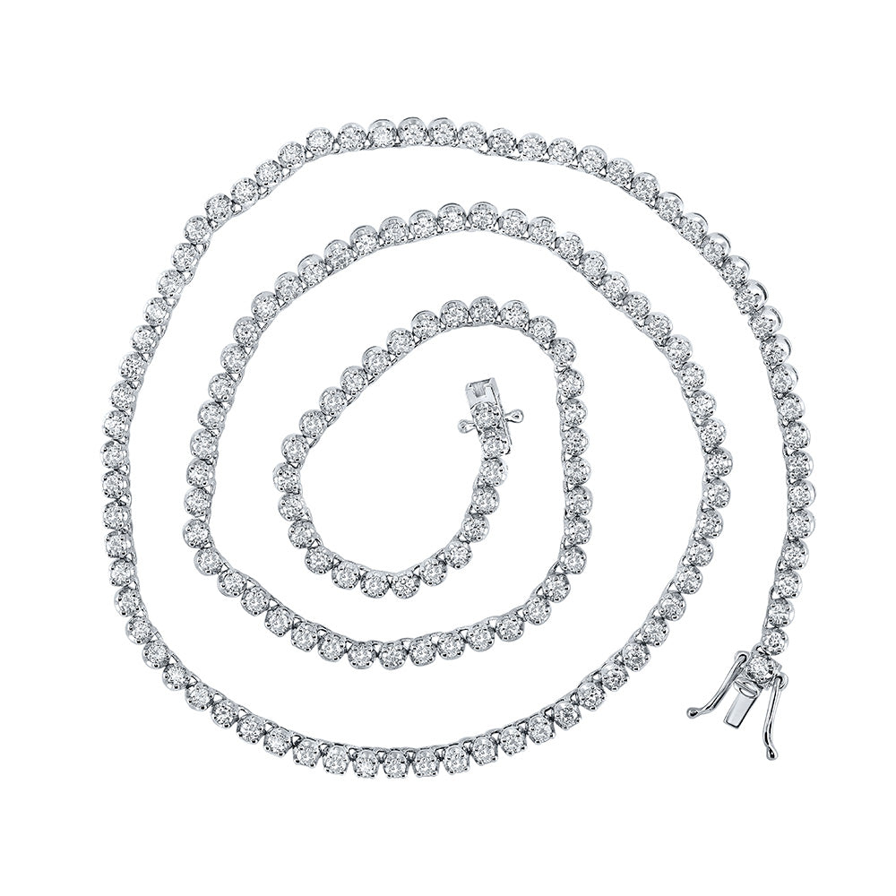 10K White Or Yellow Gold Mens Round Diamond Tennis Chain Necklace