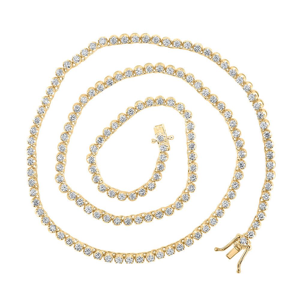 14K Yellow Or White Gold Mens Round Diamond 20-inch Single Row Tennis Chain Necklace 8-5/8 Cttw, Length: 20 In