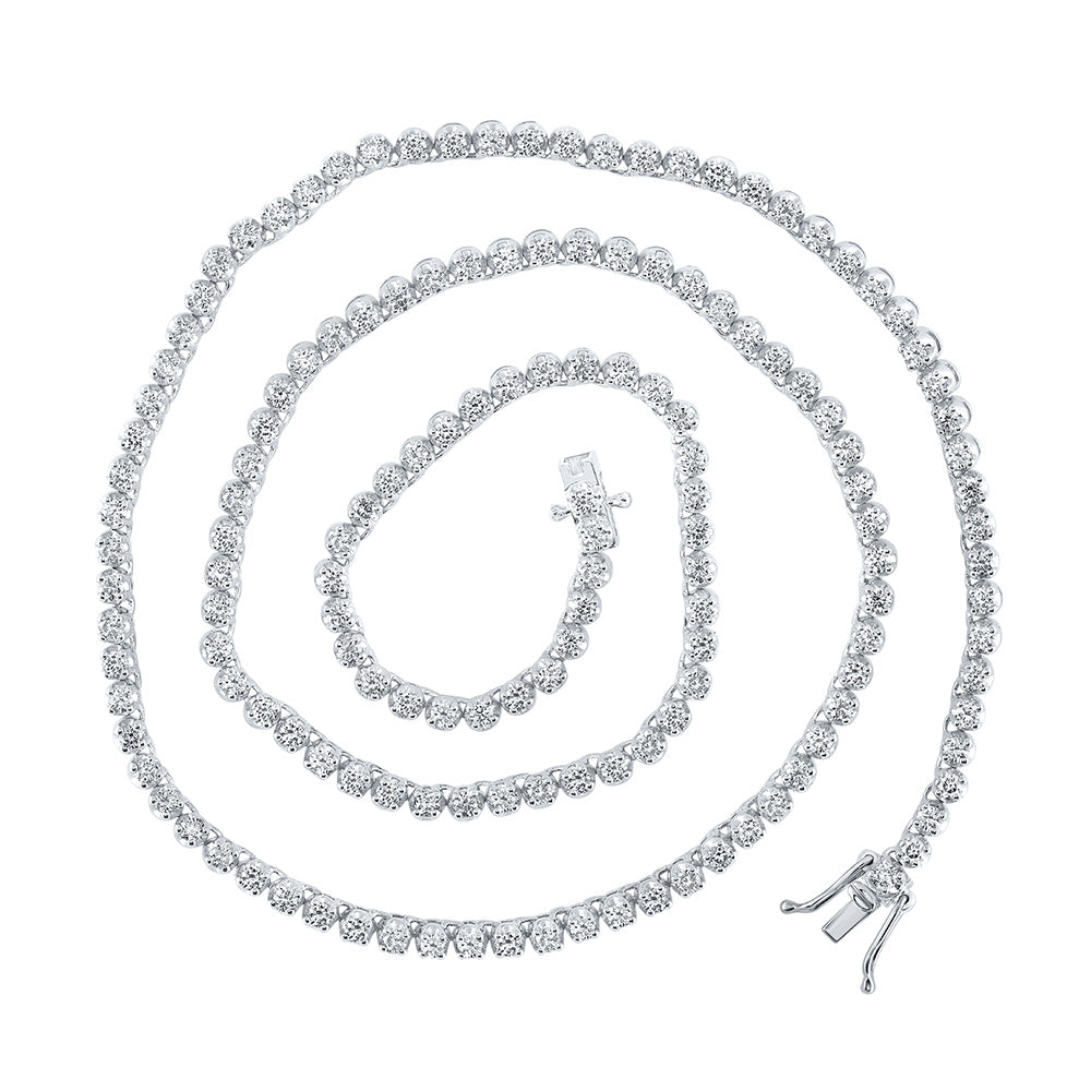14K Yellow Or White Gold Mens Round Diamond 20-inch Single Row Tennis Chain Necklace 8-5/8 Cttw, Length: 20 In