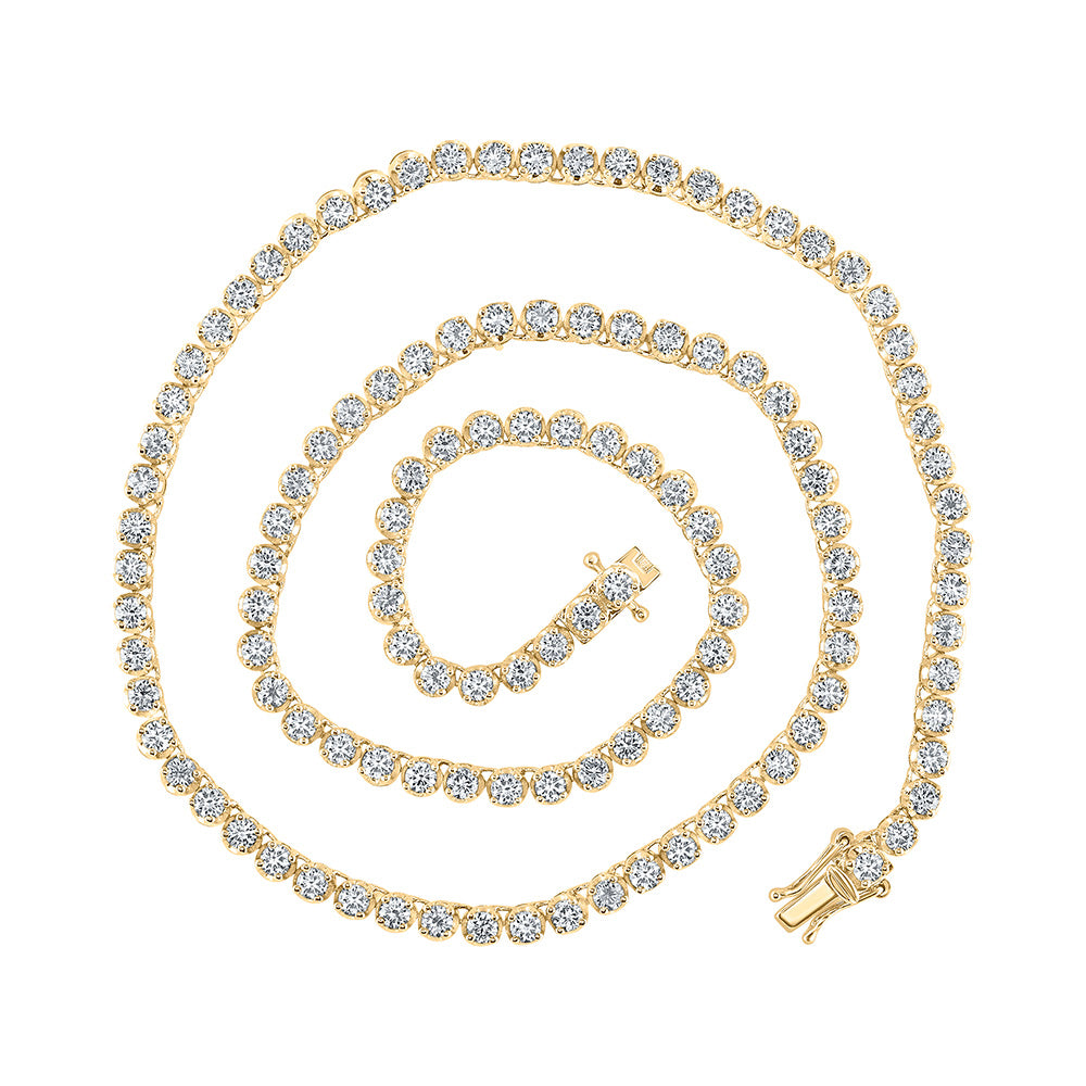 14K White Or Yellow Gold Mens Round Diamond 18-inch Tennis Chain Necklace