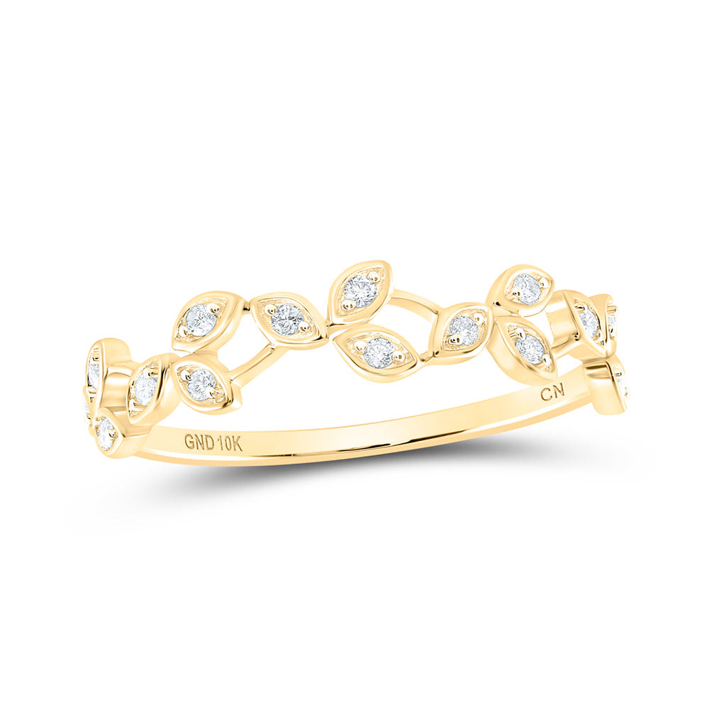 10K Yellow Or Rose Gold Womens Round Diamond Vine Stackable Band Ring , Womens Size: 5-10