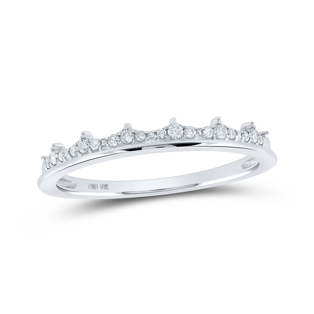 10K Yellow Or White Or Rose Gold Womens Round Diamond Stackable Band Ring , Womens Size: 5-10