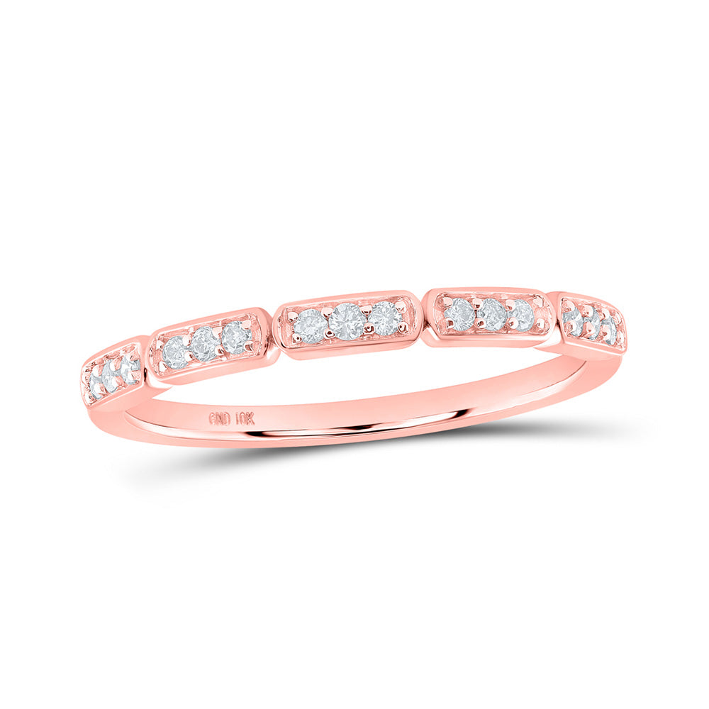 10K Yellow Or White Or Rose Gold Womens Round Diamond Stackable Band Ring , Womens Size: 5-10