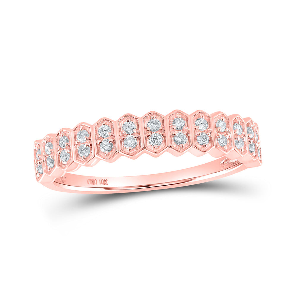 10K Rose Gold Womens Round Diamond Stackable Band Ring 1/6 Cttw, Womens Size: 5-10