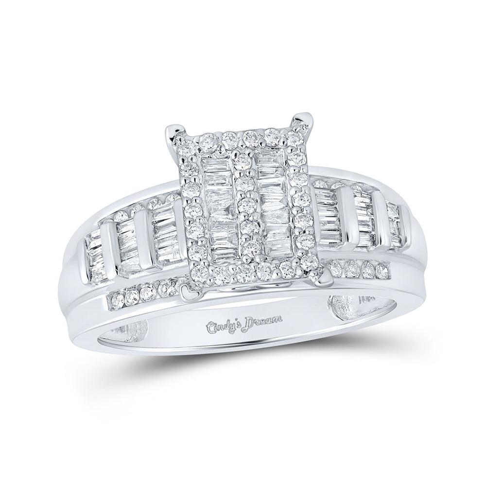 10K Yellow Or White Gold Round Diamond Cluster Bridal Wedding Engagement Ring 1 Cttw, Womens Size: 5-10