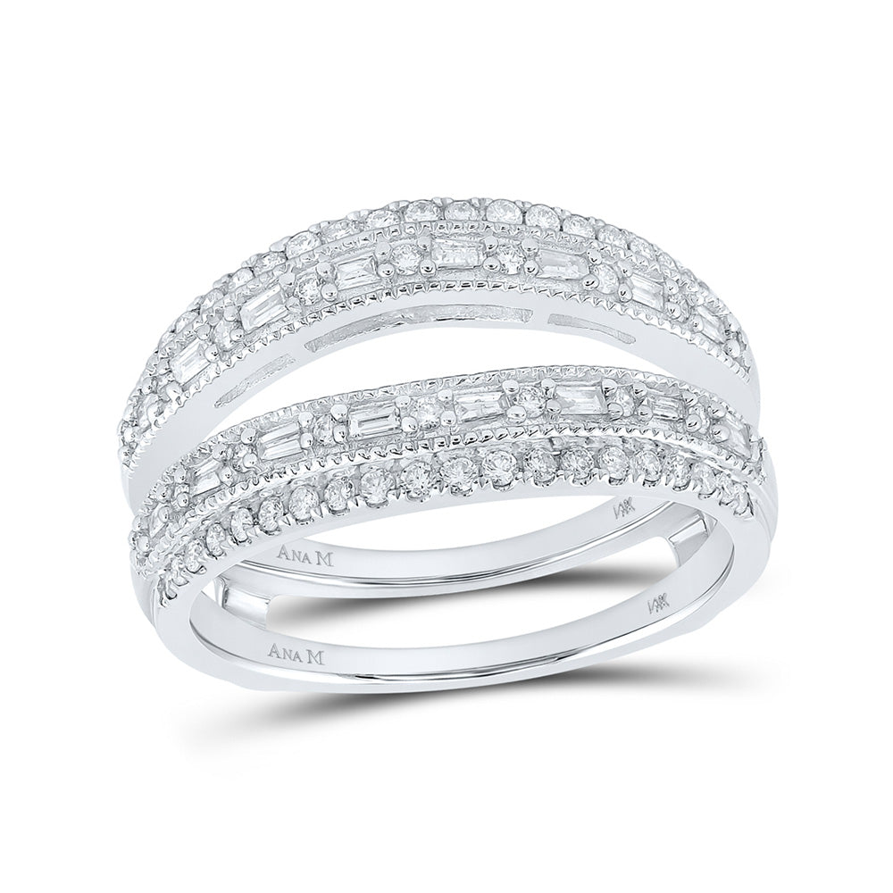 14K White Gold Womens Baguette Diamond Wrap Enhancer Wedding Band 1/2 Cttw, Womens Size: 5-10