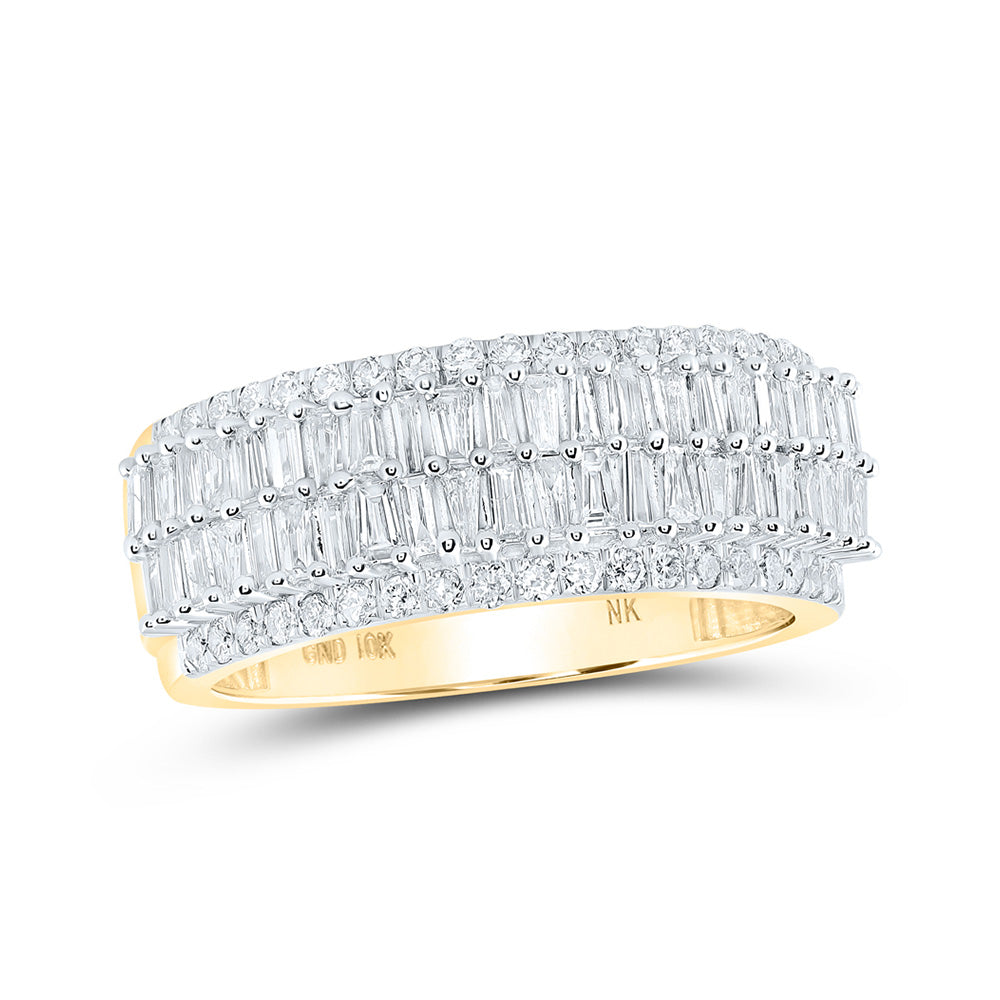 10K White Or Yellow Gold Mens Baguette Diamond Band Ring, Mens Size: 7-13