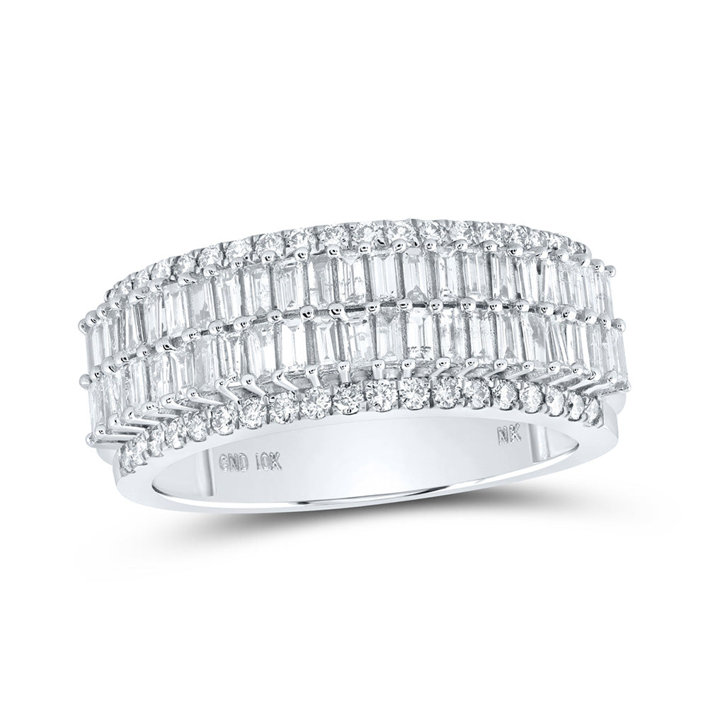 10K White Or Yellow Gold Mens Baguette Diamond Band Ring, Mens Size: 7-13