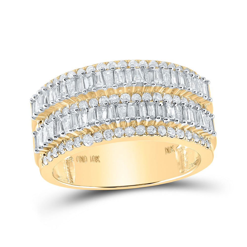 10K Yellow Or White Gold Mens Round Diamond Band Ring 1-1/2 Cttw, Mens Size: 7-13