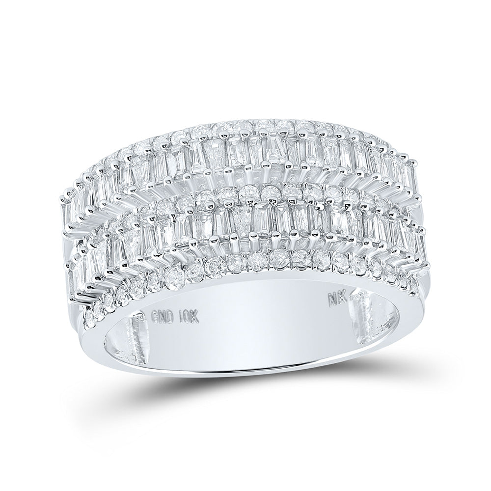 10K Yellow Or White Gold Mens Round Diamond Band Ring 1-1/2 Cttw, Mens Size: 7-13