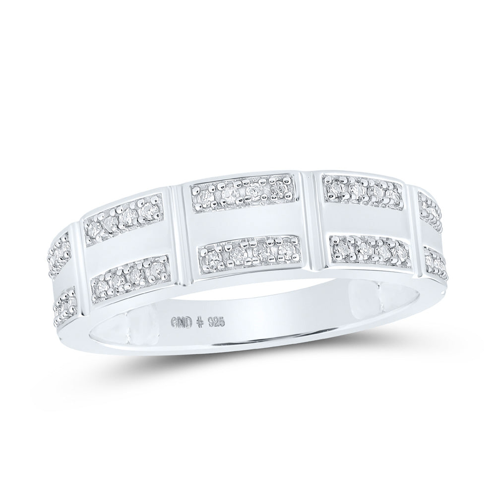 Sterling Silver His Hers Round Diamond Square Matching Wedding Set 1/2 Cttw, Womens Size: 5-10, Mens Size: 7-13