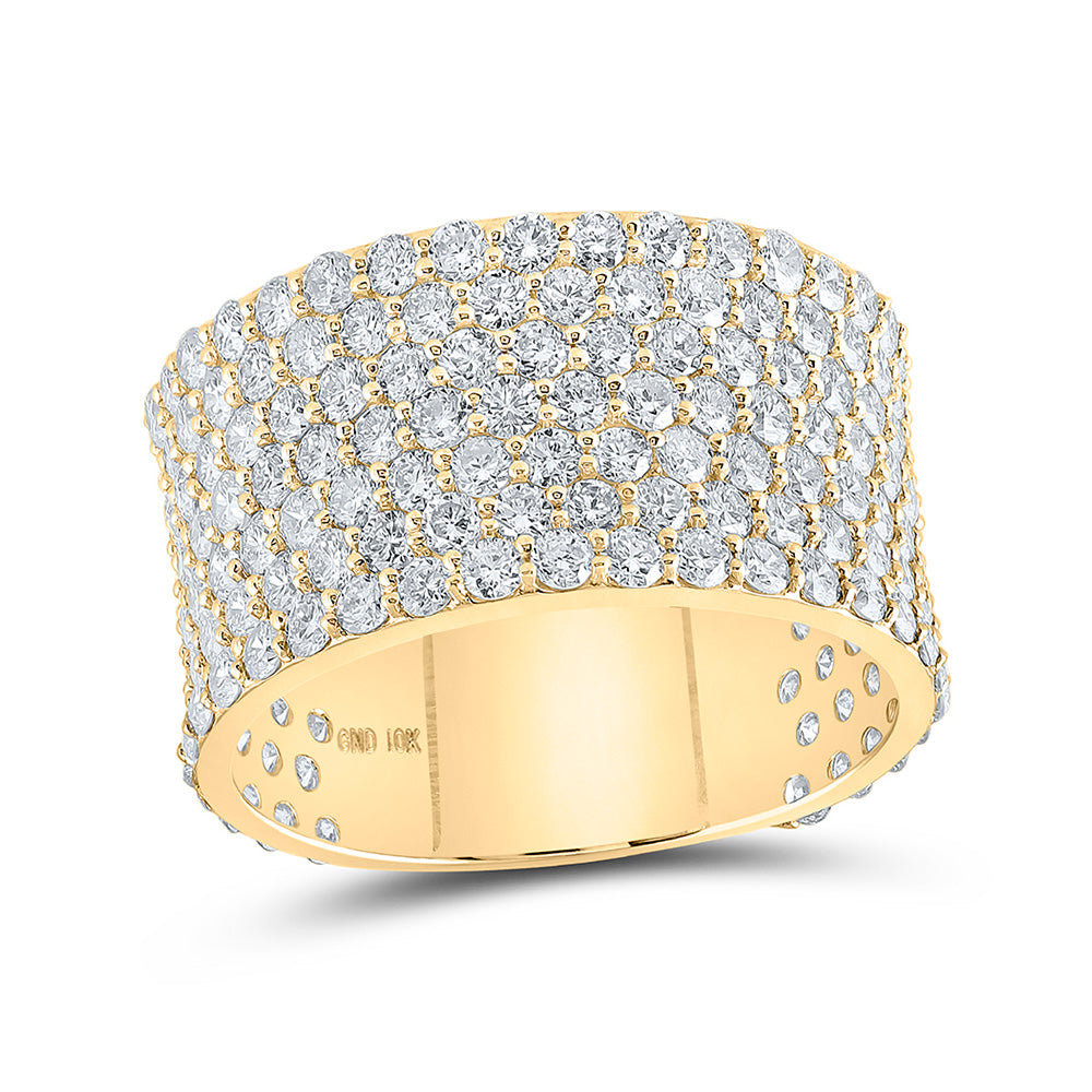 10K Yellow Gold Mens Round Diamond Pave Band Ring 5-5/8 Cttw, Mens Size: 7-13