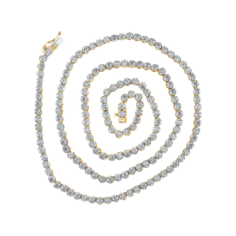 14K White Or Yellow Gold Mens Round Diamond 24-inch Link Chain Necklace