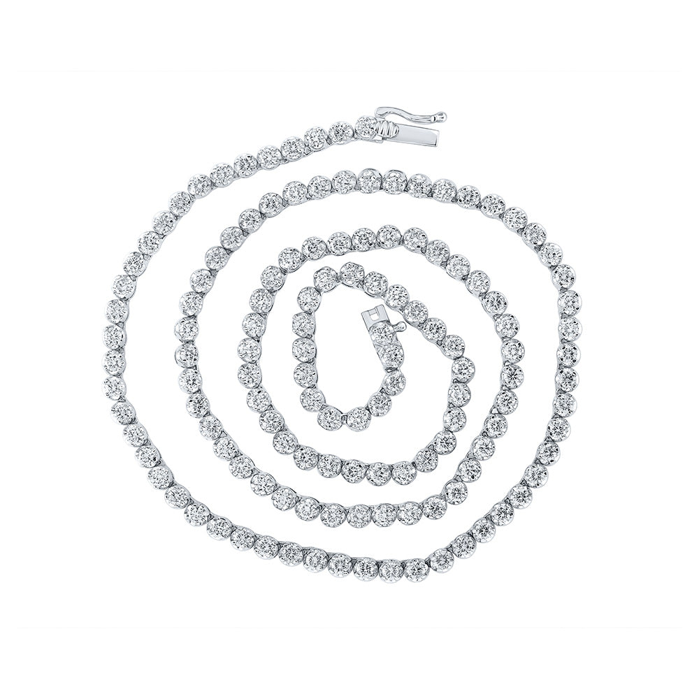 14K White Or Yellow Gold Mens Round Diamond 24-inch Link Chain Necklace