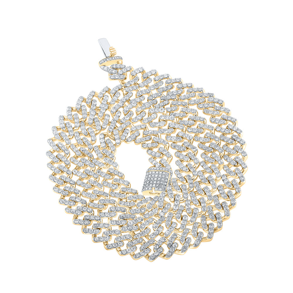 14K Yellow Gold Mens Round Diamond Link Chain Necklace 15 Cttw, Length: 22.01 In, Width: 0.41 In