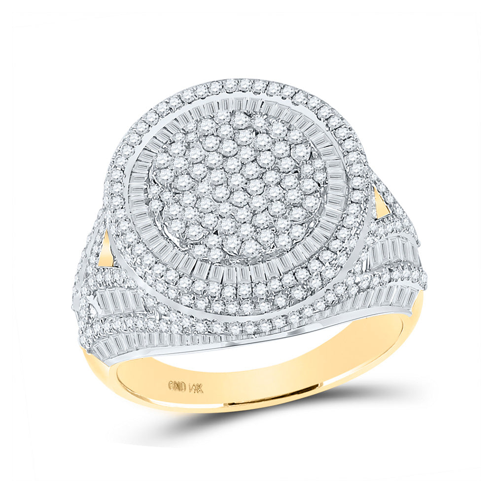 14K Yellow Gold Mens Baguette Diamond Pinky Circle Ring 3-3/4 Cttw, Mens Size: 7-13