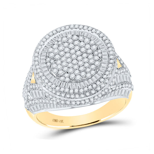 14K Yellow Gold Mens Baguette Diamond Pinky Circle Ring 3-3/4 Cttw, Mens Size: 7-13