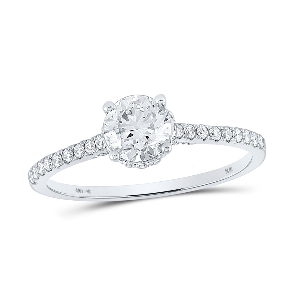 14K White Gold Round Diamond Solitaire Bridal Wedding Engagement Ring 1 Cttw, Womens Size: 5-10