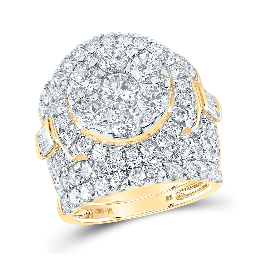 14K Yellow Gold Round Diamond Bridal Wedding Ring Band Set 6 Cttw, Womens Size: 5-10